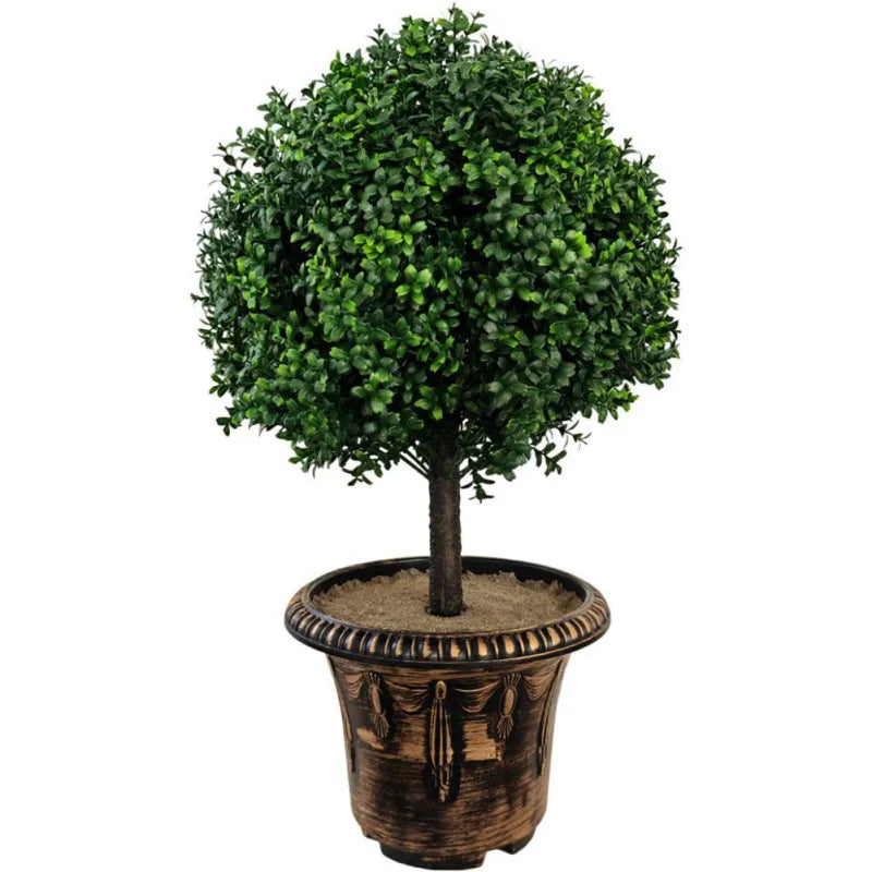 2PCS 60cm Faux Shrubs Indoor Outdoor Fake Shrubs Decor Artificial Boxwood Topiary Ball Bush Flower Pot Decoration
