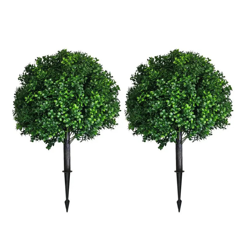 2PCS 60cm Faux Shrubs Indoor Outdoor Fake Shrubs Decor Artificial Boxwood Topiary Ball Bush Flower Pot Decoration