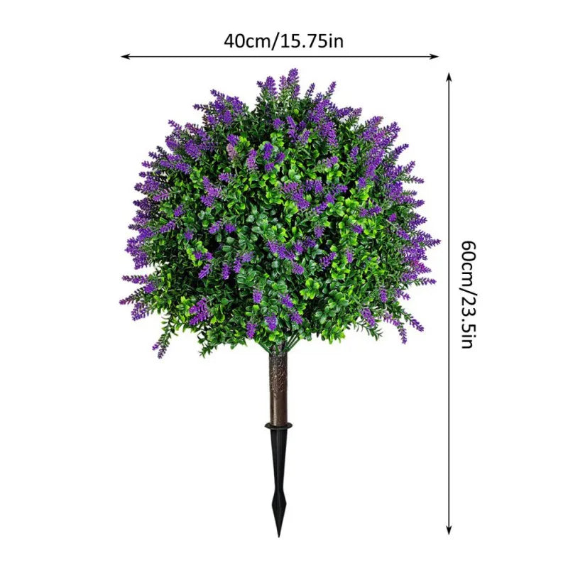 2PCS 60cm Faux Shrubs Indoor Outdoor Fake Shrubs Decor Artificial Boxwood Topiary Ball Bush Flower Pot Decoration