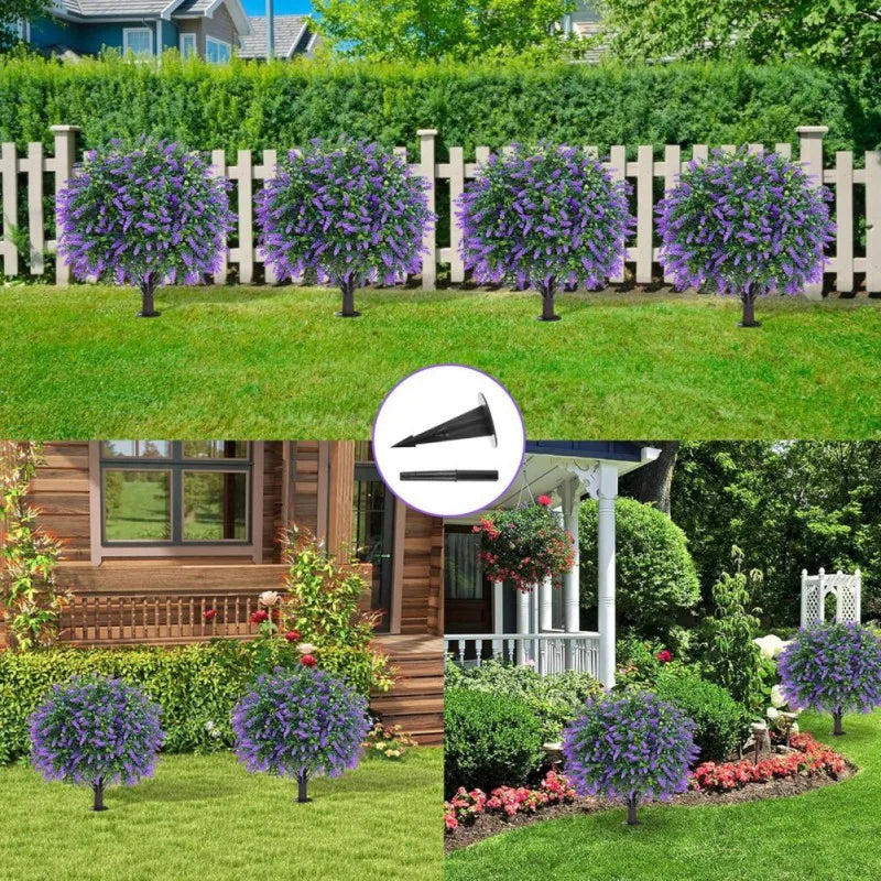 2PCS 60cm Faux Shrubs Indoor Outdoor Fake Shrubs Decor Artificial Boxwood Topiary Ball Bush Flower Pot Decoration