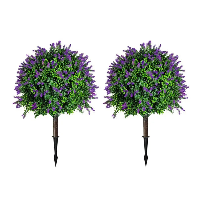 2PCS 60cm Faux Shrubs Indoor Outdoor Fake Shrubs Decor Artificial Boxwood Topiary Ball Bush Flower Pot Decoration