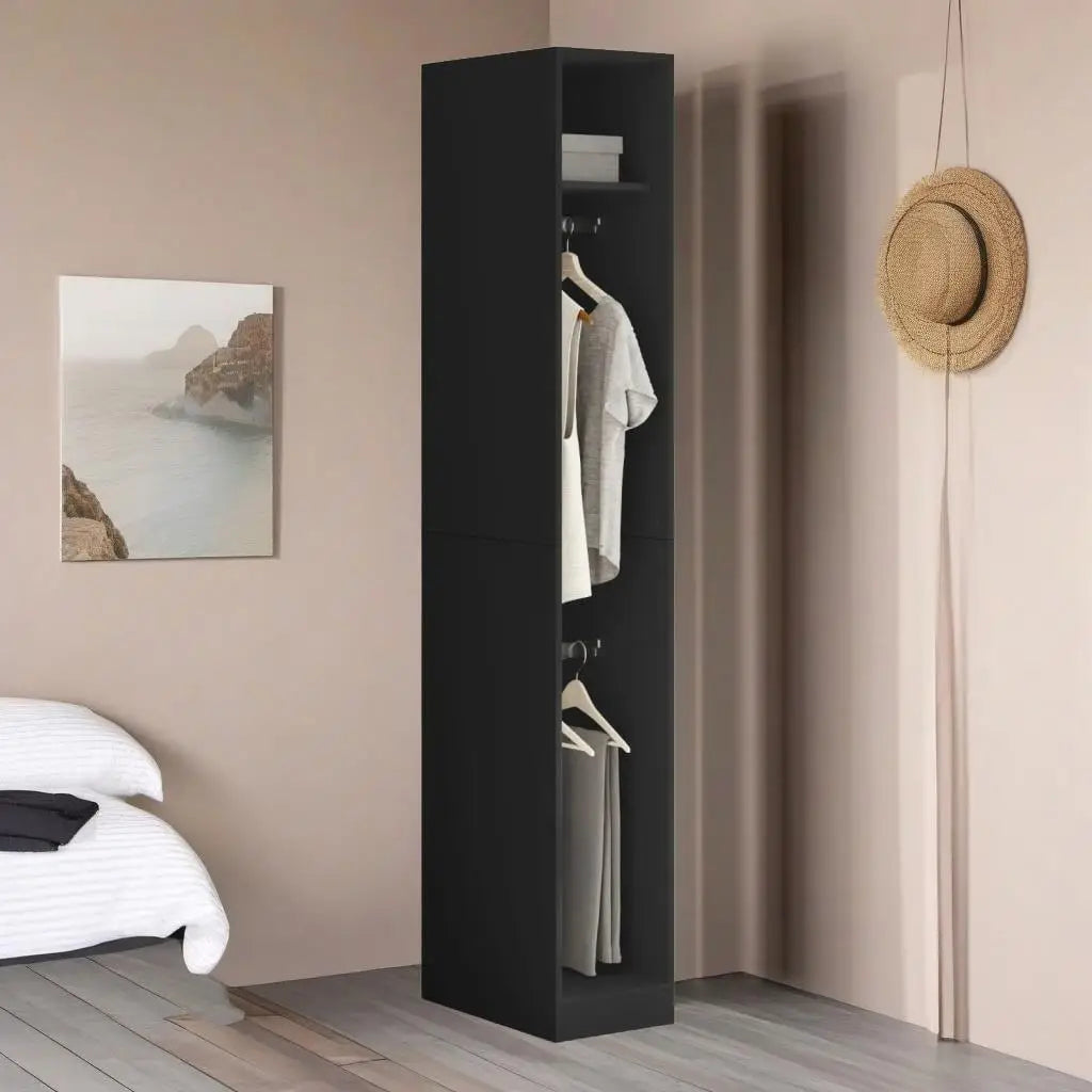 30x50x200 cm Black Engineered Wood Wardrobe