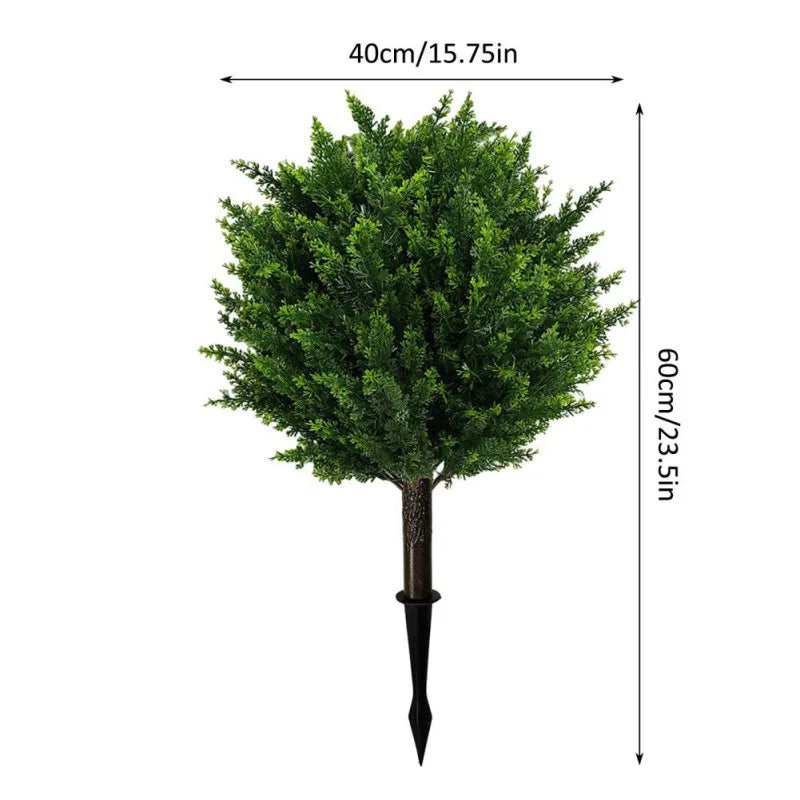 2PCS 60cm Faux Shrubs Indoor Outdoor Fake Shrubs Decor Artificial Boxwood Topiary Ball Bush Flower Pot Decoration