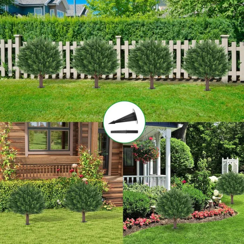 2PCS 60cm Faux Shrubs Indoor Outdoor Fake Shrubs Decor Artificial Boxwood Topiary Ball Bush Flower Pot Decoration