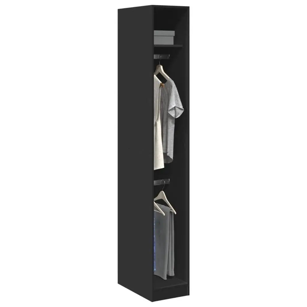 30x50x200 cm Black Engineered Wood Wardrobe